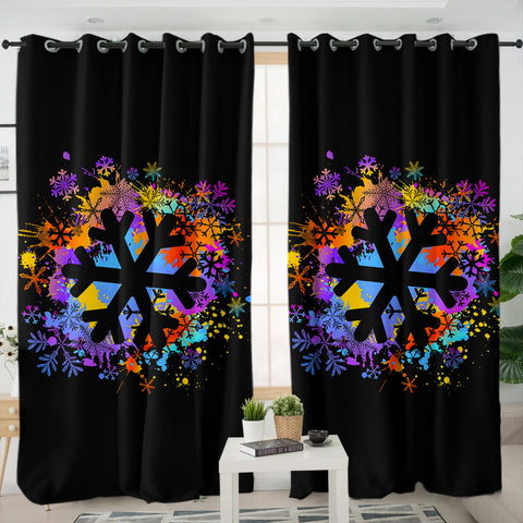 Image of Colorful Spray Snowflake SWKL4655 - 2 Panel Curtains