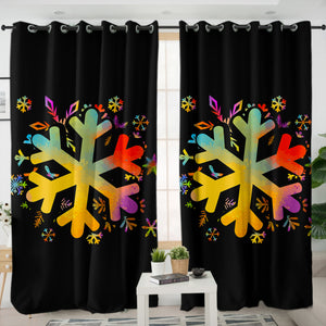 Colorful Snowflake Pattern SWKL4656 - 2 Panel Curtains