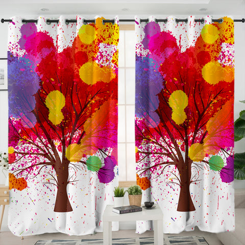 Image of Colorful Splash Big Tree SWKL4657 - 2 Panel Curtains
