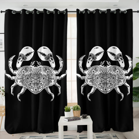 Image of B&W Tattoo Crab SWKL4663 - 2 Panel Curtains