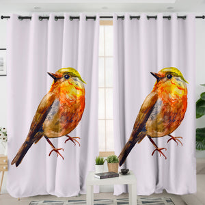 Warm Watercolor Sunbird SWKL4728 - 2 Panel Curtains