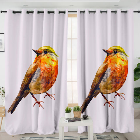 Image of Warm Watercolor Sunbird SWKL4728 - 2 Panel Curtains