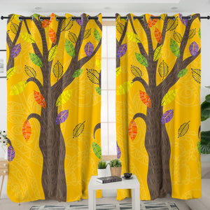 Colorful Leaves & Trees SWKL4729 - 2 Panel Curtains