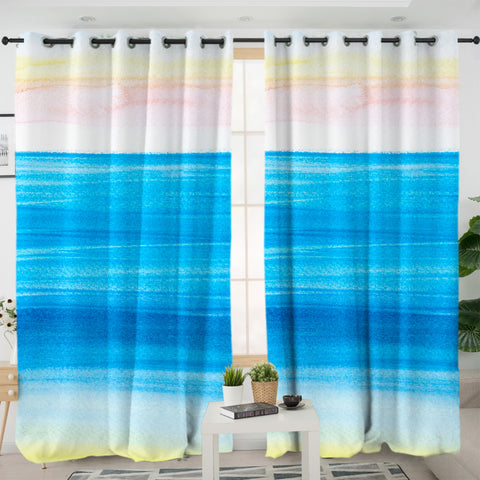 Image of Watercolor Gradient White Blue SWKL4741 - 2 Panel Curtains
