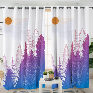 Orange Sun Gradient Purple Forest Background SWKL4748 - 2 Panel Curtains