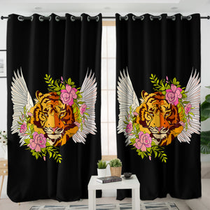 Floral Tiger Wings Draw SWKL4750 - 2 Panel Curtains