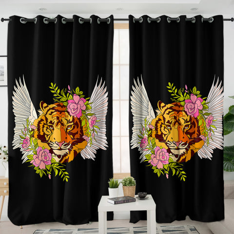 Image of Floral Tiger Wings Draw SWKL4750 - 2 Panel Curtains