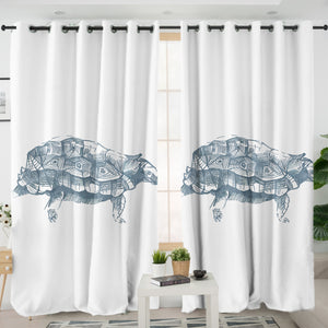 Turtle Pencil Sketch Grey Line SWKL5149 - 2 Panel Curtains
