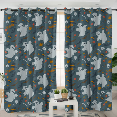 Image of Cute Ghost Halloween Theme SWKL5150 - 2 Panel Curtains