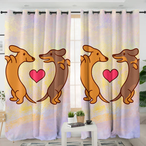 Cute Couple Dachshund Pastel Theme SWKL5154 - 2 Panel Curtains