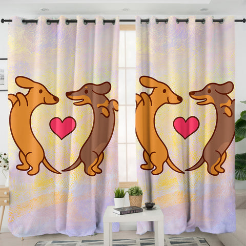 Image of Cute Couple Dachshund Pastel Theme SWKL5154 - 2 Panel Curtains