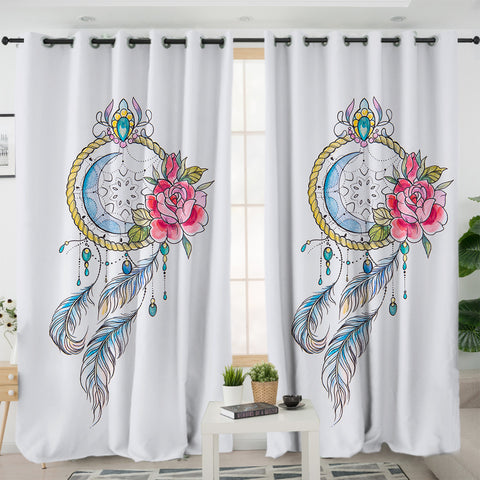 Image of Swinging Dreamcatcher White Theme SWKL5156 - 2 Panel Curtains