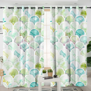 Green Blue Pastel Japanese Seamless Art SWKL5157 - 2 Panel Curtains