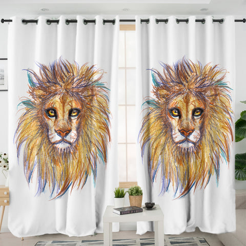 Image of Lion Waxen Color Draw SWKL5158 - 2 Panel Curtains