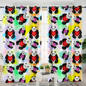 Multi Love Panda Gradient Theme SWKL5180 - 2 Panel Curtains