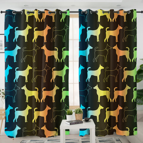 Image of Gradent Monogram Dog Shape SWKL5182 - 2 Panel Curtains