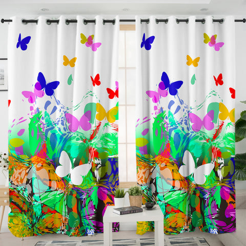 Image of Colorful Butterflies SWKL5183 - 2 Panel Curtains