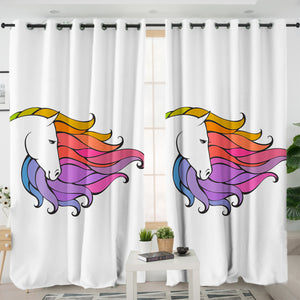 Colorful Unicorn Hair White Theme SWKL5184 - 2 Panel Curtains
