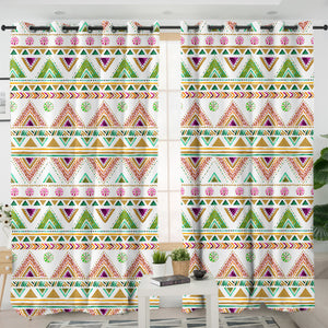 Shade of Pink & Green Aztec SWKL5189 - 2 Panel Curtains