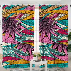 Colorful Mandala Palm Leaves SWKL5190 - 2 Panel Curtains