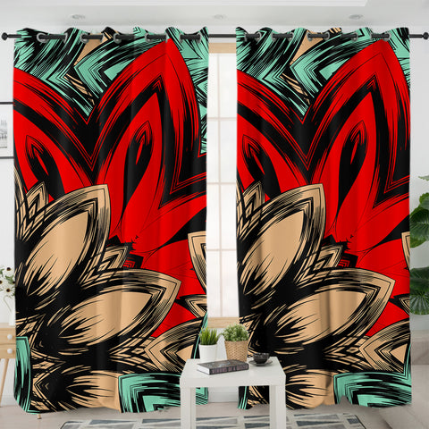 Image of Vintage Color Mandala SWKL5193 - 2 Panel Curtains