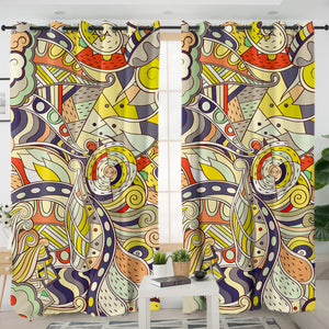 Shade of Yellow Mandala Art Shape SWKL5194 - 2 Panel Curtains