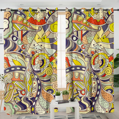 Image of Shade of Yellow Mandala Art Shape SWKL5194 - 2 Panel Curtains