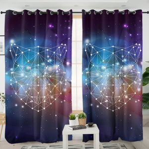 Panther Geometric Line Galaxy Theme SWKL5198 - 2 Panel Curtains