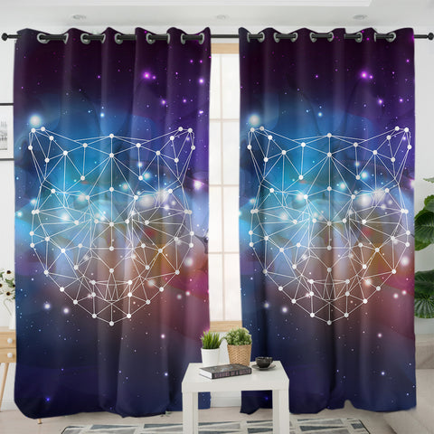 Image of Panther Geometric Line Galaxy Theme SWKL5198 - 2 Panel Curtains