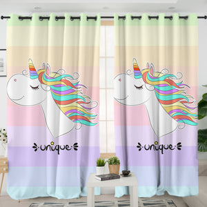 Happy Colorful Unicorn Pastel Stripes SWKL5201 - 2 Panel Curtains