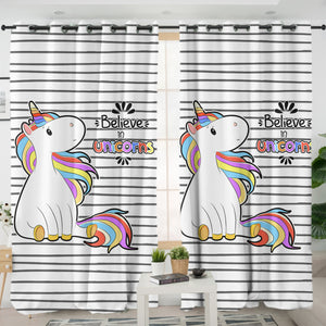 Little Colorful Unicorn Stripes SWKL5202 - 2 Panel Curtains