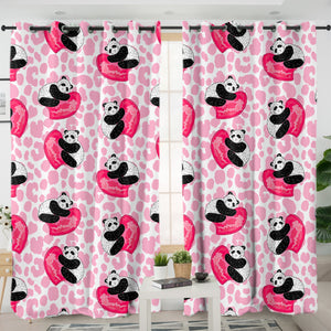 Multi Love Panda Pink Theme SWKL5204 - 2 Panel Curtains