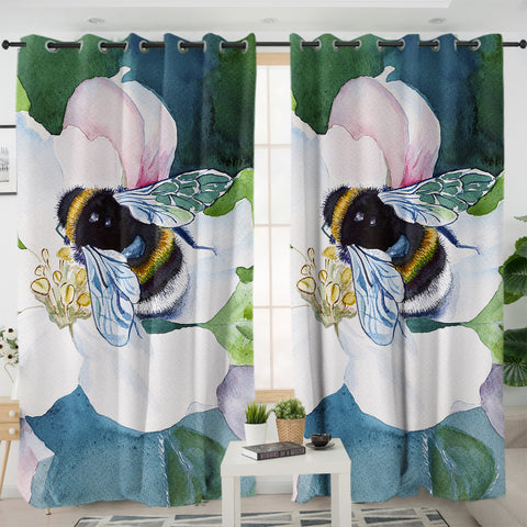 Image of Bee Sucking Flower Mites SWKL5239 - 2 Panel Curtains