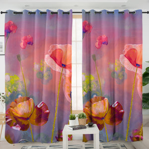 Watercolor Flowers Peach Pink Theme SWKL5241 - 2 Panel Curtains