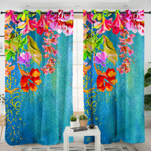 Colorful Watercolor Flower Garden SWKL5242 - 2 Panel Curtains