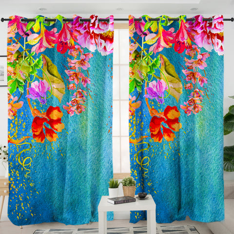 Image of Colorful Watercolor Flower Garden SWKL5242 - 2 Panel Curtains