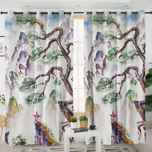 Watercolor Japan Lanscape Art SWKL5244 - 2 Panel Curtains