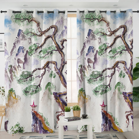 Image of Watercolor Japan Lanscape Art SWKL5244 - 2 Panel Curtains