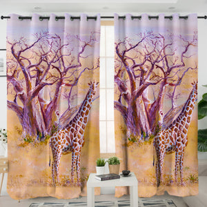Watercolor Real Giraffe SWKL5254 - 2 Panel Curtains