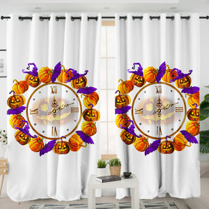 Halloween Pumpskin Clock SWKL5256 - 2 Panel Curtains