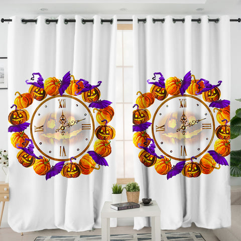 Image of Halloween Pumpskin Clock SWKL5256 - 2 Panel Curtains