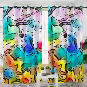 Colorful Leopard Pattern SWKL5258 - 2 Panel Curtains