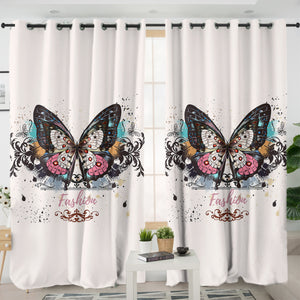 Fashion Butterfly White Theme SWKL5330 - 2 Panel Curtains