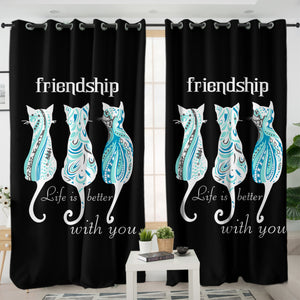 Cats Friendship - Life Is Better With You SWKL5331 - 2 Panel Curtains