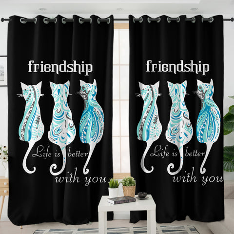 Image of Cats Friendship - Life Is Better With You SWKL5331 - 2 Panel Curtains