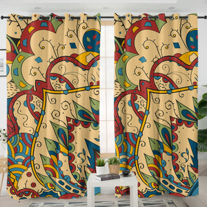Vintage Color Royal Pattern SWKL5334 - 2 Panel Curtains