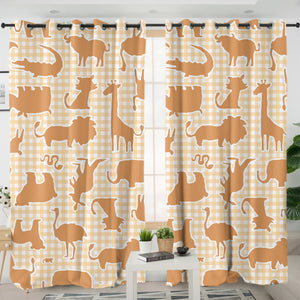 Animel Orange Shadow Stripes SWKL5346 - 2 Panel Curtains