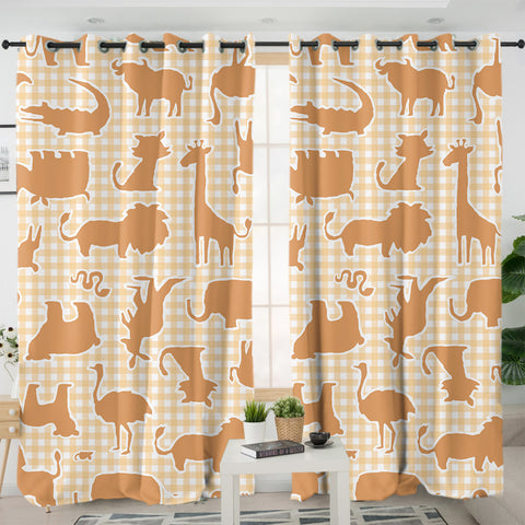 Image of Animel Orange Shadow Stripes SWKL5346 - 2 Panel Curtains