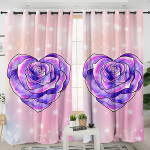 Purple Heart Rose Pastel Theme SWKL5347 - 2 Panel Curtains