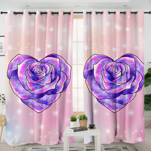 Image of Purple Heart Rose Pastel Theme SWKL5347 - 2 Panel Curtains